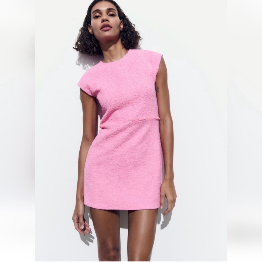 Zara Pink Textured Mini Dress Size S NWOT 🩷